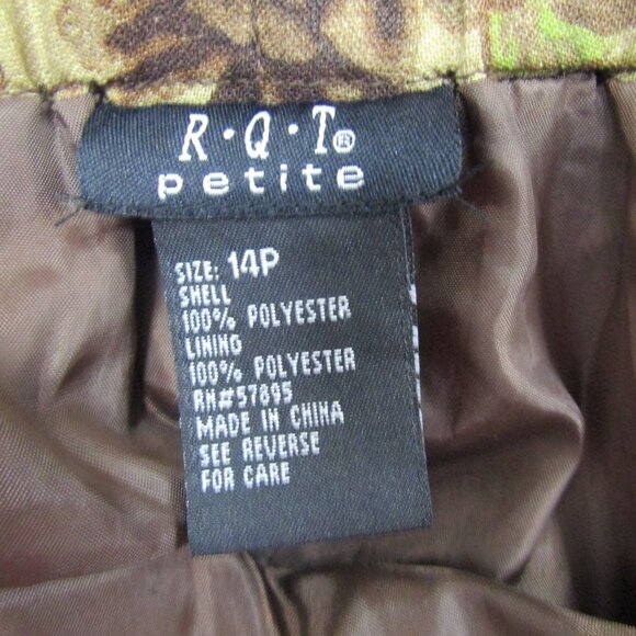 R.Q.T Womens Brown Orange Skirt Petite Size 14 Floral Zip - Picture 9 of 11